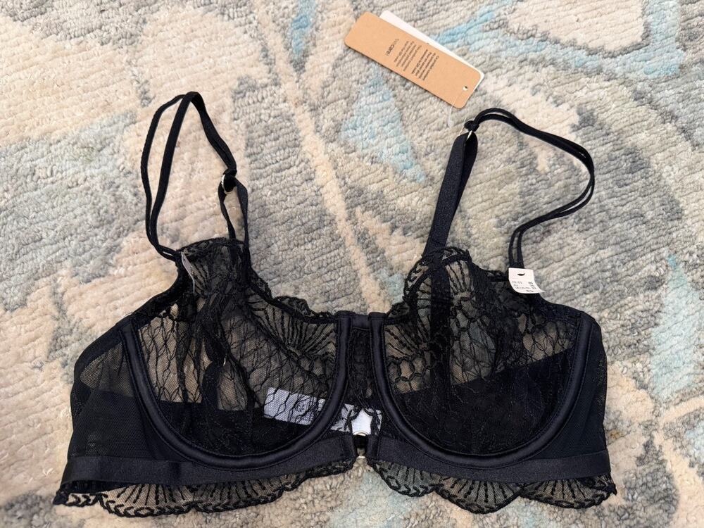 Etam Rosace Underwire Le Balconnet Bra Embroidered Black 32D NWT $70